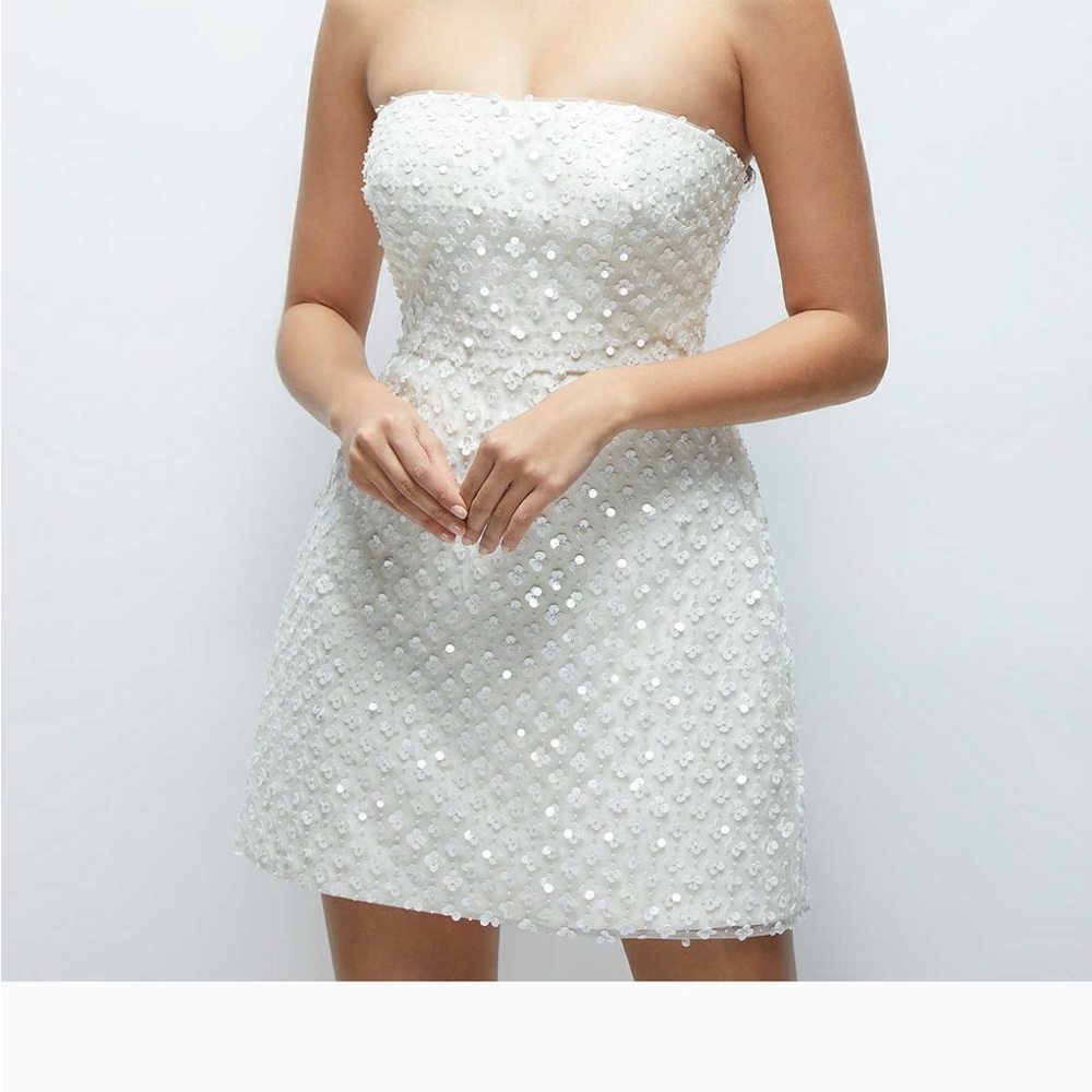 Dessy Collection White Strapless Dress